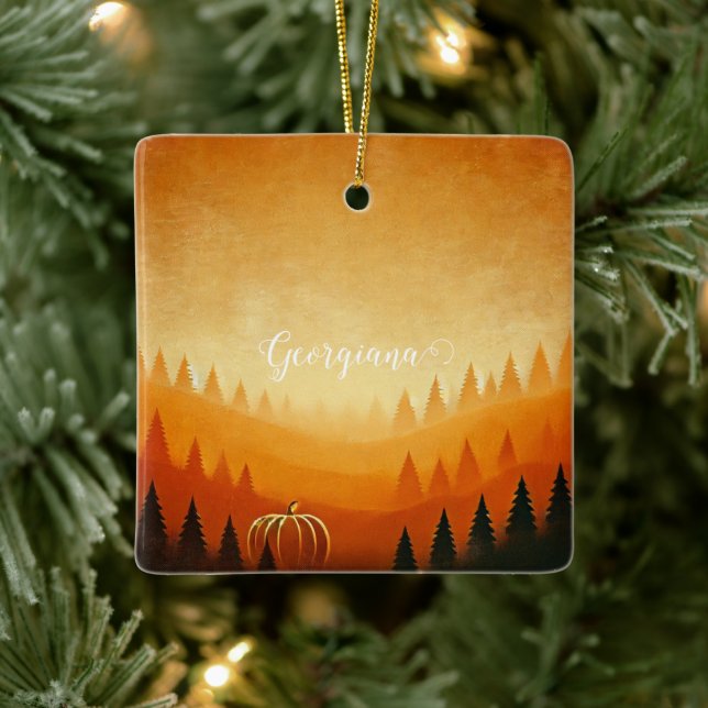 Personalisierte Pumpkin Ernte Autumnal Harvest Keramikornament (Baum)