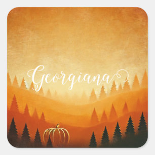 Personalisierte Pumpkin Ernte Autumnal Harvest Quadratischer Aufkleber