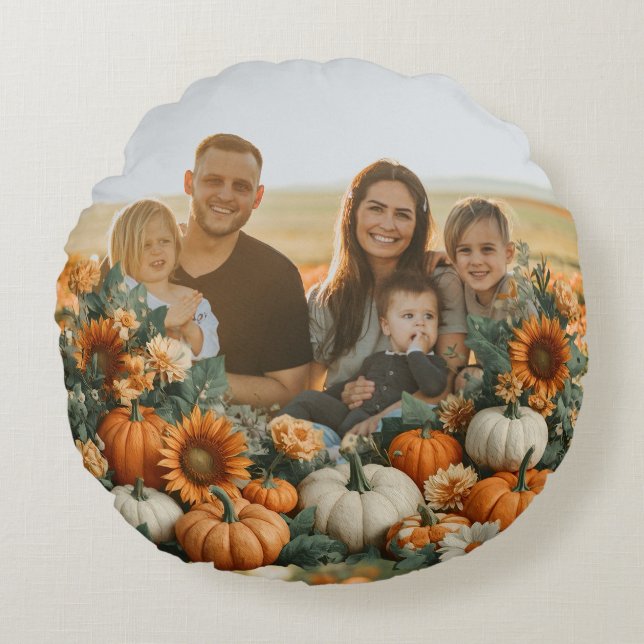 Personalisierte Pumpkin-Falldesign Rundes Kissen (Vorderseite)