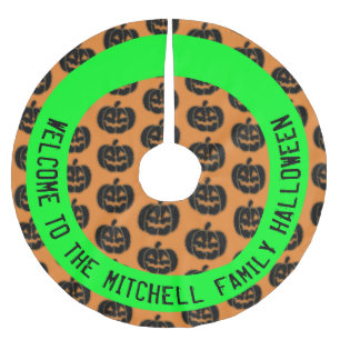 Personalisierte Pumpkins Halloween-Baumrock Polyester Weihnachtsbaumdecke