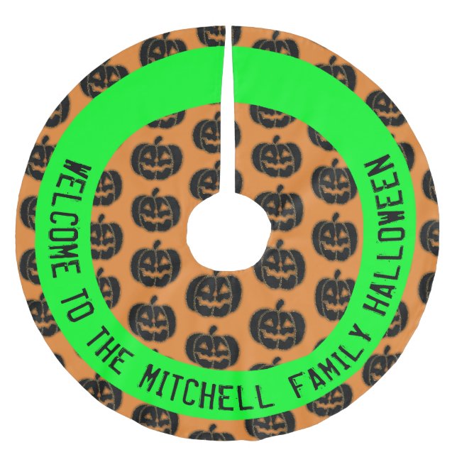 Personalisierte Pumpkins Halloween-Baumrock Polyester Weihnachtsbaumdecke (Vorderseite)