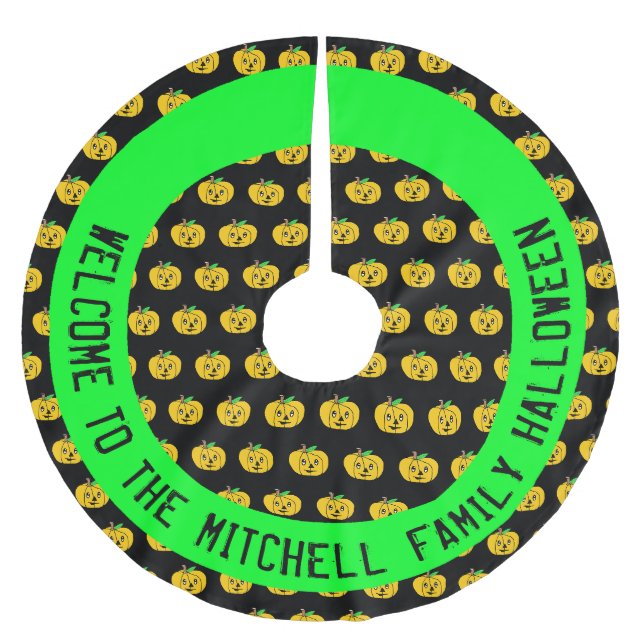 Personalisierte Pumpkins Halloween-Baumrock Polyester Weihnachtsbaumdecke (Vorderseite)