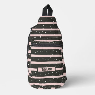 Personalisierte Punkte und Streifen Crossbody Bag