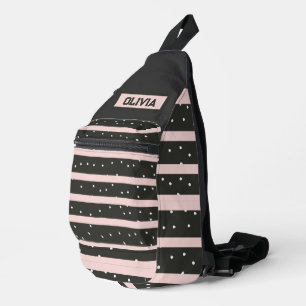 Personalisierte Punkte und Streifen Crossbody Bag
