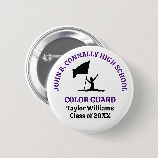 Personalisierte Purple High School Color Guard Button (Vorne & Hinten)