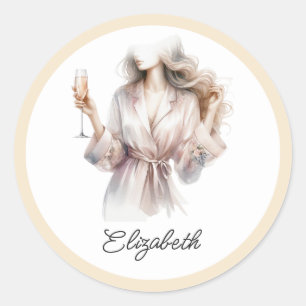 Personalisierte Pyjamas und Prosecco Brautparty-Ge Runder Aufkleber