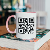 Personalisierte QR-Code-Tasse mit rosafarbenem Gri