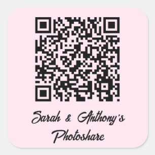 Personalisierte QR-Code-Website für Hochzeiten von Quadratischer Aufkleber
