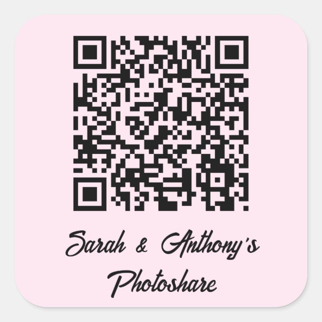 Personalisierte QR-Code-Website für Hochzeiten von Quadratischer Aufkleber (Vorderseite)