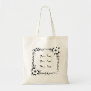 Personalisierte quadratische Blumenrahmen-Tasche Tragetasche