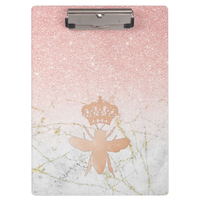 Personalisierte QUEEN BEEN Rose Gold Große Zwische Klemmbrett (Vorderseite)