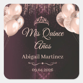 Personalisierte Quinceañera Quadratische Aufkleber