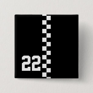 Personalisierte Racing Flag Schwarz-Weiß Button