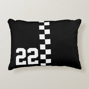 Personalisierte Racing Flag Schwarz-Weiß Dekokissen