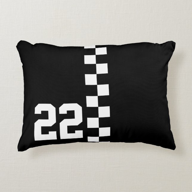 Personalisierte Racing Flag Schwarz-Weiß Dekokissen (Vorderseite)