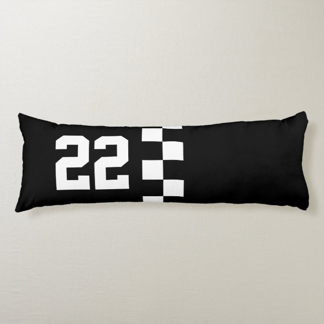 Personalisierte Racing Flag Schwarz-Weiß Seitenschläferkissen (Vorderseite)
