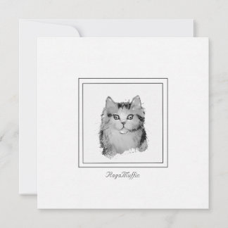 Personalisierte RagaMuffin-Katze Zeichnend auf ein Mitteilungskarte