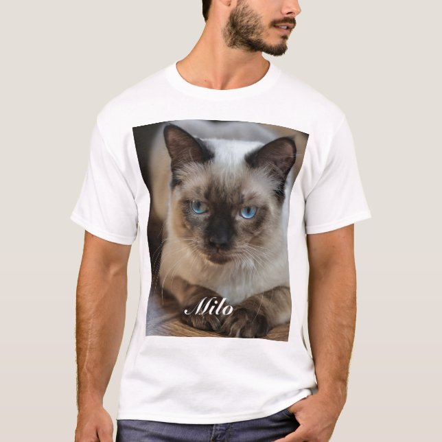 Personalisierte Ragdoll Katze Foto und Name T-Shirt (Vorderseite)
