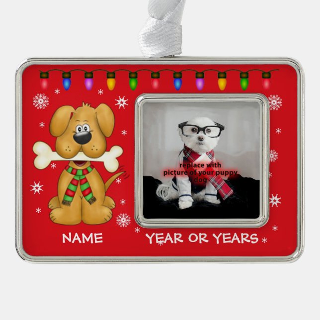 Personalisierte Rahmen-Ornament Silber (Vorderseite)