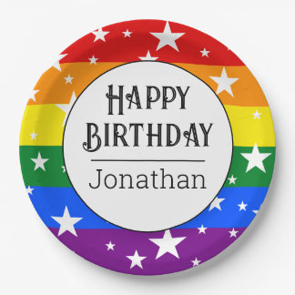 Personalisierte Rainbow-Birthday-Party Pappteller