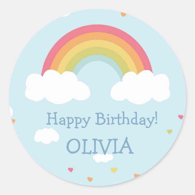 Personalisierte Rainbow Birthday Party Stickers (Vorderseite)