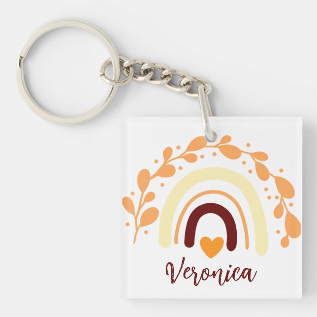 PERSONALISIERTE RAINBOW BOHO CHRISTLICH QUOTE SCHLÜSSELANHÄNGER (Vorderseite)