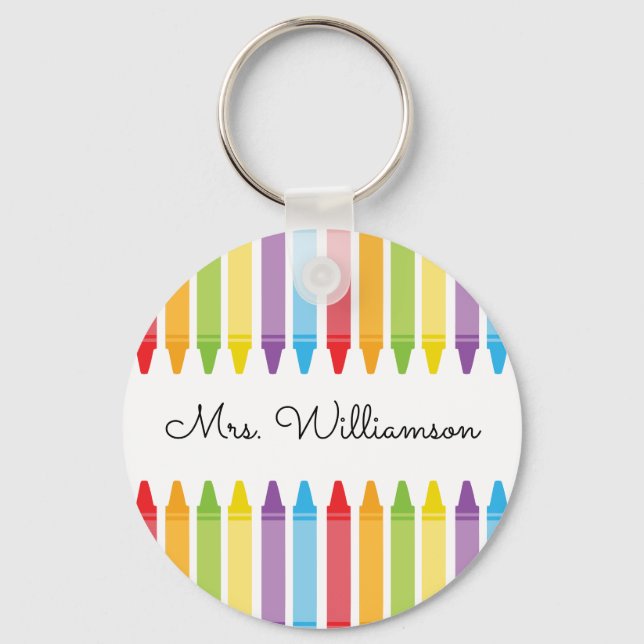 Personalisierte Rainbow Crayons Lehrerbewertung Schlüsselanhänger (Vorderseite)