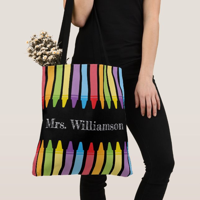 Personalisierte Rainbow Crayons Lehrerbewertung Tasche (Von Nahem)