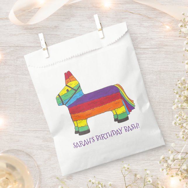 Personalisierte Rainbow Donkey Piñata Geburtstagsp Geschenktütchen (Ausgeschnitten)