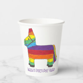Personalisierte Rainbow Donkey Piñata Geburtstagsp Pappbecher