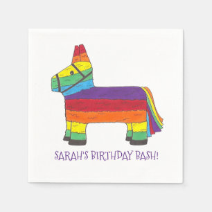 Personalisierte Rainbow Donkey Piñata Geburtstagsp Serviette