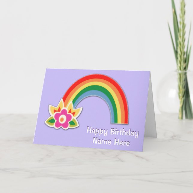Personalisierte Rainbow-Geburtstagskarten für Mädc Karte (Vorderseite)
