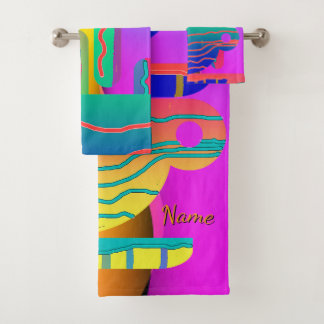 Personalisierte Rainbow Geo Coffee Cups Artsy Badhandtuch Set