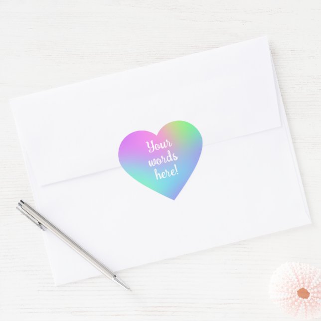 Personalisierte Rainbow Gradient Heart Stickers (Umschlag)