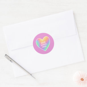 Personalisierte Rainbow Heart Pink Stickers