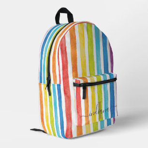 Personalisierte Rainbow-Monogramm-Streifen Bedruckter Rucksack