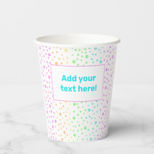 Personalisierte Rainbow Polka Dots Paper Cups Pappbecher (Rückseite)