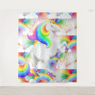 Personalisierte Rainbow Unicorn Princess Wandteppich