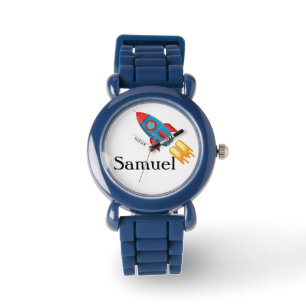 Personalisierte Raketenblaukid-Uhr Armbanduhr