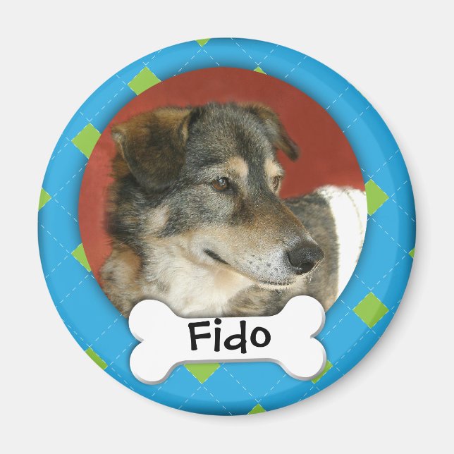 Personalisierte Raute Hund Foto Magnet (Vorne)