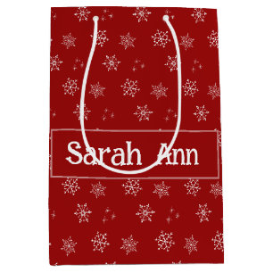 Personalisierte Red Custom Snowflake Geschenktasch Mittlere Geschenktüte