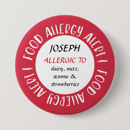 Personalisierte Red Food Allergy Alarmierung kunde Button