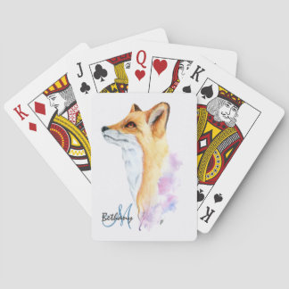 Personalisierte Red Fox Watercolor Spielkarten