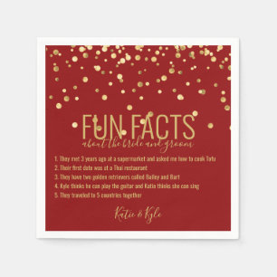Personalisierte RED Gold Confetti FUN FACTS Serviette