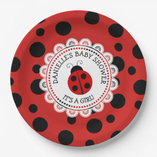 Personalisierte Red Ladybug Baby Duschpapier Telle Pappteller