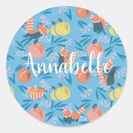 Personalisierte "Red Panda" Blue Apple Aufkleber