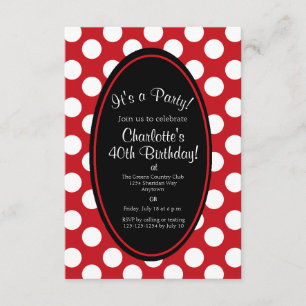 Personalisierte Red Polka Dot Party Einladung