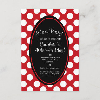 Personalisierte Red Polka Dot Party Einladung
