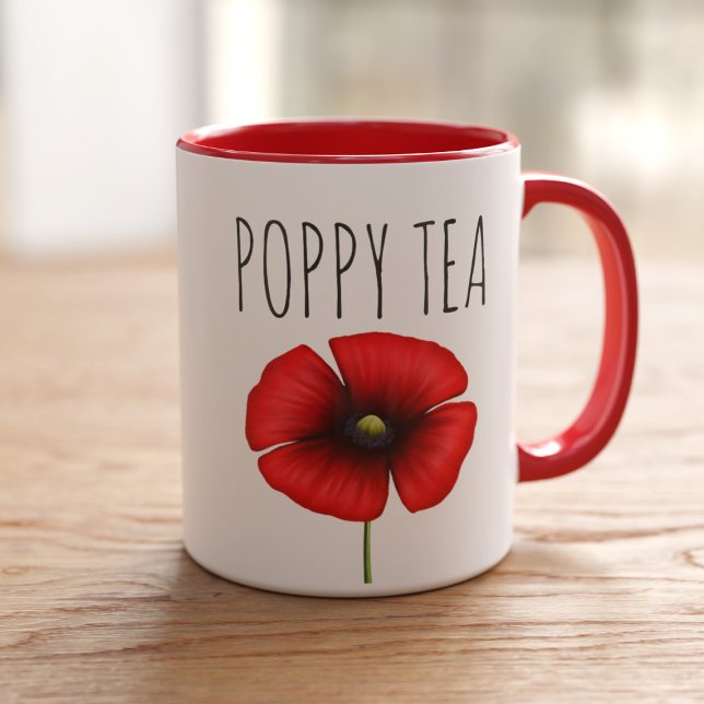 Personalisierte Red Poppy Tea Zwei-Tonen-Tasse Tasse (Perfect poppy mug for your poppy tea! Just add your name)