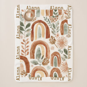 Personalisierte Regenbogen-Boho-Name Sherpadecke